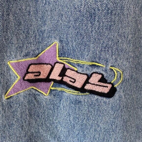 A.LAB Blue Denim with Pink Stitching Super Wide Leg sz 10 W32 Y2K Street - Picture 12 of 16